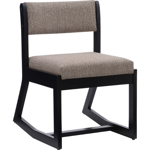 Callum 2 Position Sled Base Accent Chair in Black Wood & Stone Fabric