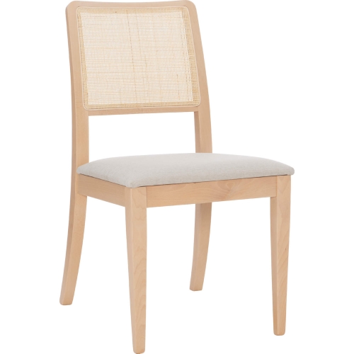 Marsden Dining Chair in Wood, Rattan & Light Gray Fabric