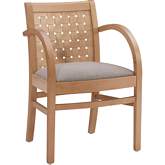 Samantha Dining Arm Chair in Woven Wood & Cream Fabric