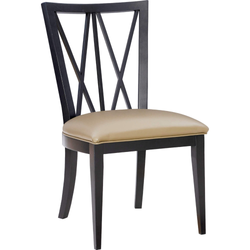 Bailey Dining Chair in Black Wood & Tan Leatherette (Set of 2)