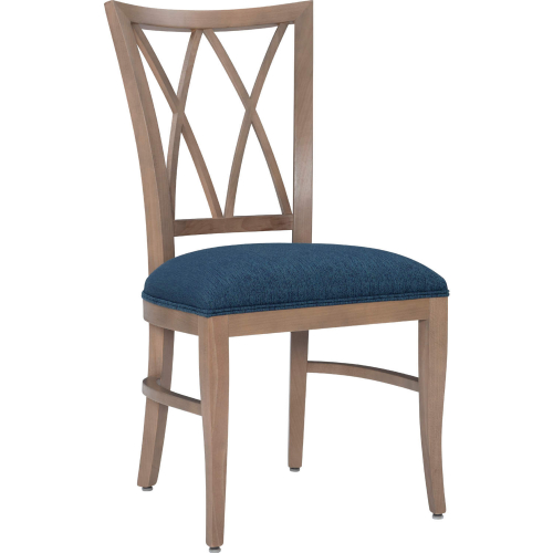 Andes Dining Chair in Natural Wood & Blue Fabric (Set of 2)