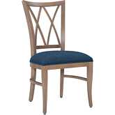 Andes Dining Chair in Natural Wood & Blue Fabric (Set of 2)