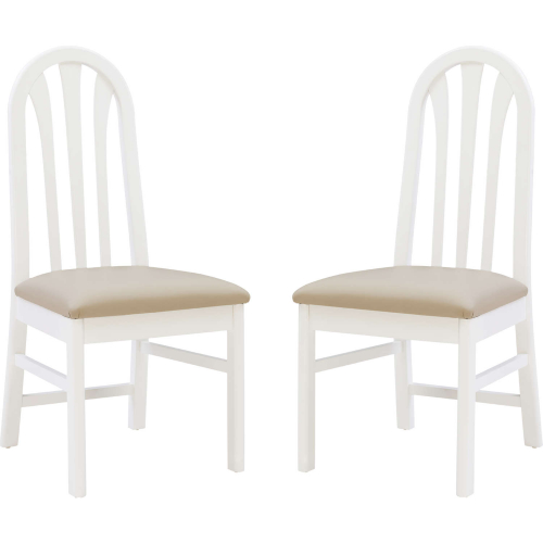 Jesper Dining Chair in White Wood & Neutral Eco Leather