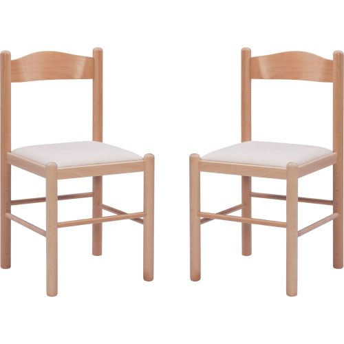 Gilmore Dining Chair Natural Wood & Beige Fabric (Set of 2)