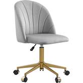 Adalynn Office Chair in Light Gray Velvet & Gold