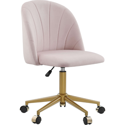 Adalynn Office Chair in Blush Pink Velvet & Gold