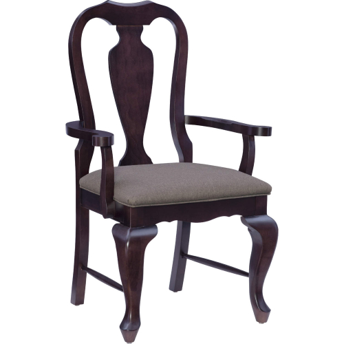 Verica Dining Arm Chair in Brown Wood & Charcoal Fabric