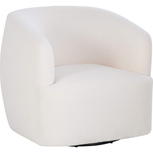 Safiya Swivel Accent Chair in White Sherpa Fabric