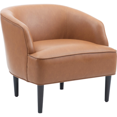 Monroe Accent Chair in Caramel Leatherette & Black Wood