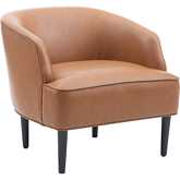 Monroe Accent Chair in Caramel Leatherette & Black Wood