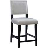 Brook Counter Stool in Dove Gray Leatherette & Black Wood