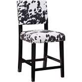 Corey Counter Stool in Black Cow Print Fabric & Black Wood