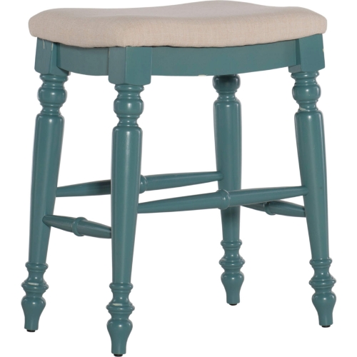 Marino Backless Counter Stool in Neutral Fabric & Blue Wood