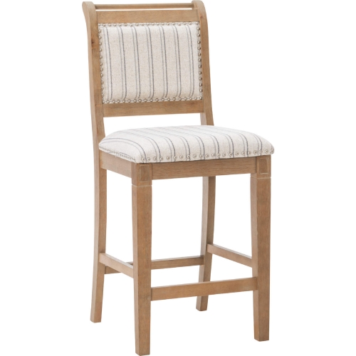 Emmy 26" Counter Stool in Grey Stripe Fabric & Washed Wood