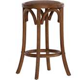 Rae Backless Counter Stool in Walnut Finish Wood & Rattan