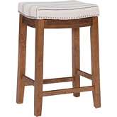 Claridge Counter Stool in Natural Linen & Brown Wood