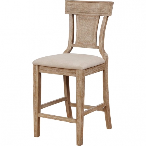 Rylan 26" Counter Stool in Gray Wash Wood & Beige Fabric