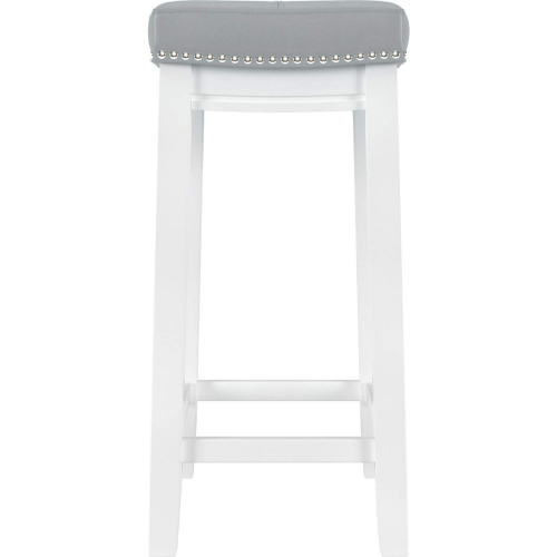 Claridge Counter Stool in White Wood & Grey Fabric