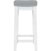 Claridge Counter Stool in White Wood & Grey Fabric