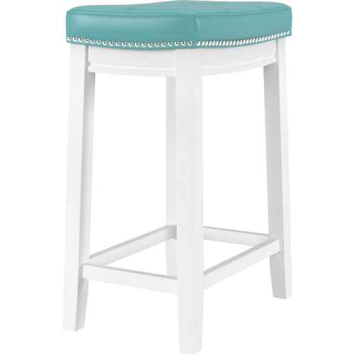 Claridge Counter Stool In White Wood & Teal Leatherette