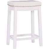 Claridge Counter Stool in White Leatherette & White Wood