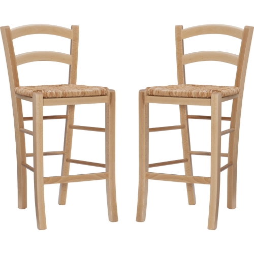 Emilo Counter Stool in Natural Finish Wood & Rush (Set of 2)