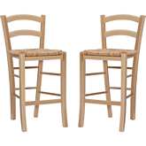 Emilo Counter Stool in Natural Finish Wood & Rush (Set of 2)