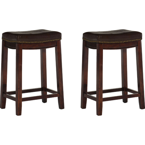 Claridge Counter Stool in Brown Eco Leather & Wenge (Set of 2)