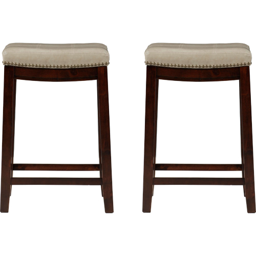 Claridge Counter Stool in Beige Eco Leather & Wenge (Set of 2)