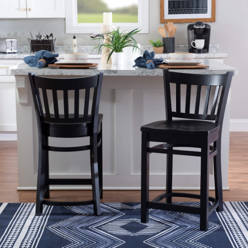 Luca Counter Stool in Black Wood (Set of 2)