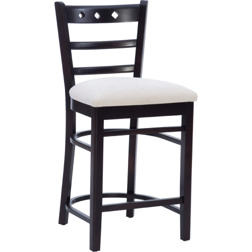 Darby Counter Stool in Espresso Brown Wood & Grey Fabric (Set of 2)