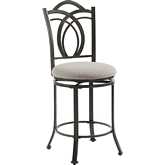 Calif Swivel Counter Stool in Pewter Metal & Beige Fabric