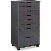 Cary 8 Drawer Rolling Storage Cart in Grey Wood