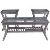 Gilson 3 Piece Coffee & End Table Set in Grey Wood & Glass