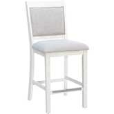 Marcum Counter Stool in White Wood & Grey Fabric (Set of 2)