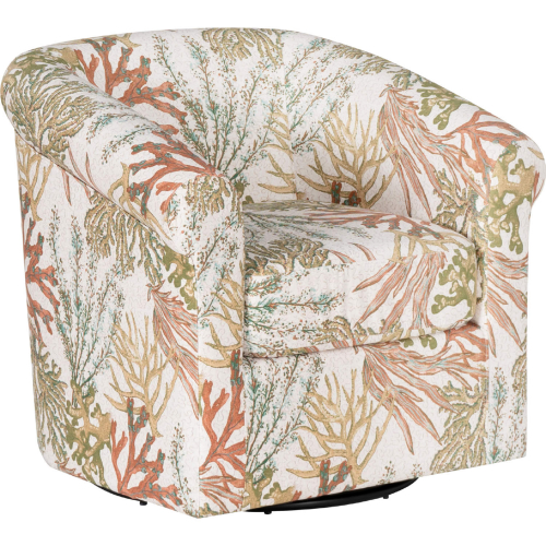 Bonnie Swivel Accent Club Chair in Green Ocean Multicolor Fabric