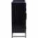 Janie Bar Cabinet in Black Lacquer, Rattan & White Marble