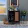 Janie Bar Cabinet in Black Lacquer, Rattan & White Marble