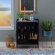 Janie Bar Cabinet in Black Lacquer, Rattan & White Marble