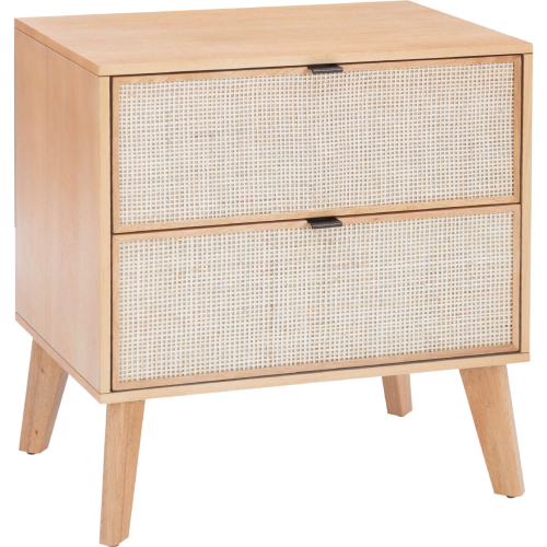 Collett 2 Drawer Nightstand in Natural Finish Wood & Cane