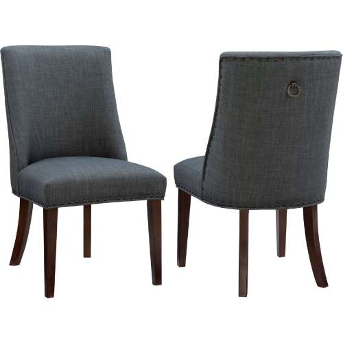 Adler Dining Chair in Espresso Wood & Grey Fabric (Set of 2)