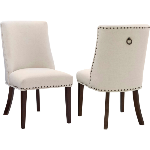 Adler Dining Chair in Espresso Wood & Neutral Fabric (Set of 2)