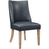 Adler Dining Chair in Distressed Wood & Navy Blue Eco Leather (Set of 2)