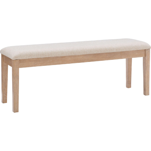 Drury Dining Bench in Natural Wood & Beige Fabric