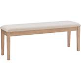 Drury Dining Bench in Natural Wood & Beige Fabric