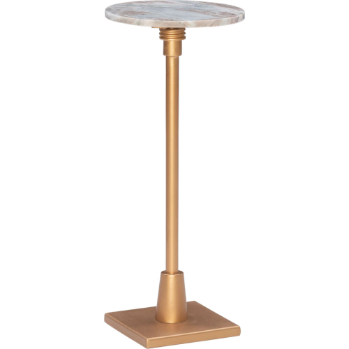 Amyn Adj Drink Side Table in Sandy Marble & Gold