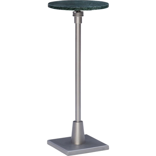 Amyn Adj Drink Side Table in Green Marble & Silver