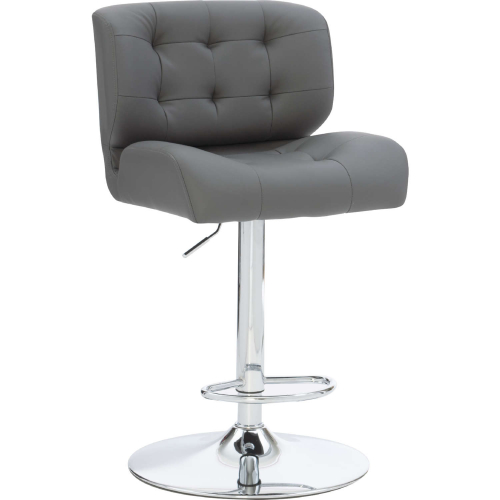 Bohen Bar Stool in Tufted Gray Eco Leather & Chrome