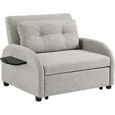 Augustus Convertible Chair Bed in Gray Fabric & Black Wood