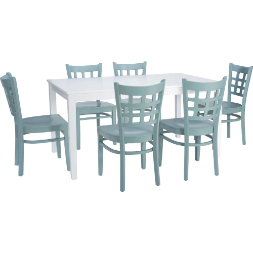 Lola 7 Piece Dining Set in White & Slate Grey Finish Wood